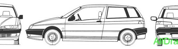 Alfa Romeo 145 Hatchback (1994) (Alpha Romeo 145 Hatchback (1994)) - drawings (drawings) of the car